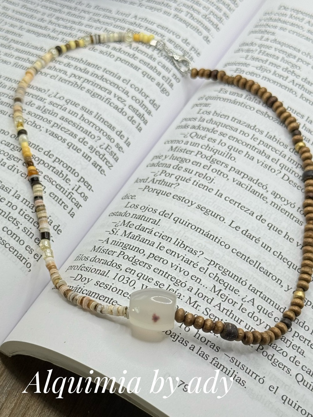 Surfer Brown and chunky white jade barrel Beaded Necklace